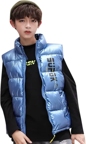 Boys Leather Trench Coat Boys Girls Sleeveless Letter Winter Coats Hooded Jacket Vest Outer Boys Snow Pants with