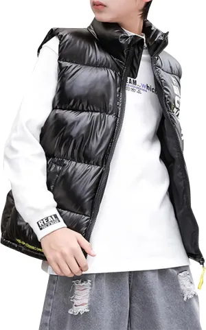 Boys Leather Trench Coat Boys Girls Sleeveless Letter Winter Coats Hooded Jacket Vest Outer Boys Snow Pants with