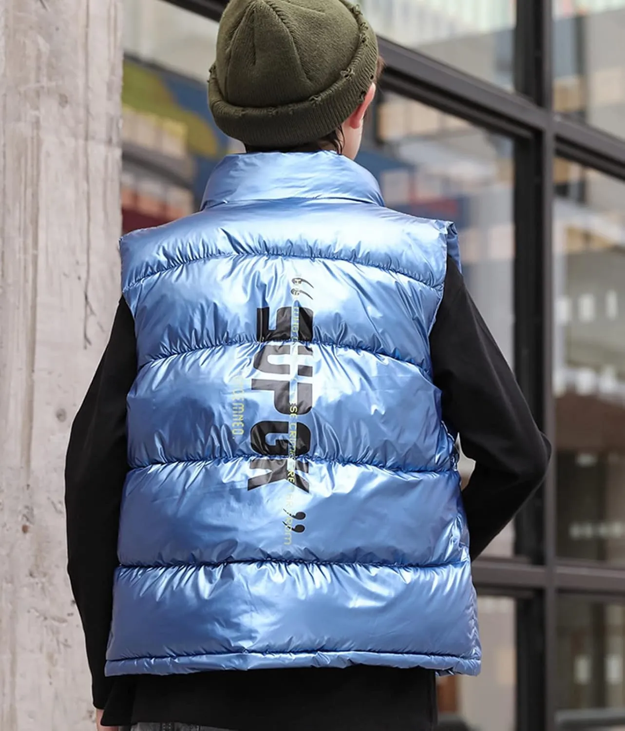 Boys Leather Trench Coat Boys Girls Sleeveless Letter Winter Coats Hooded Jacket Vest Outer Boys Snow Pants with