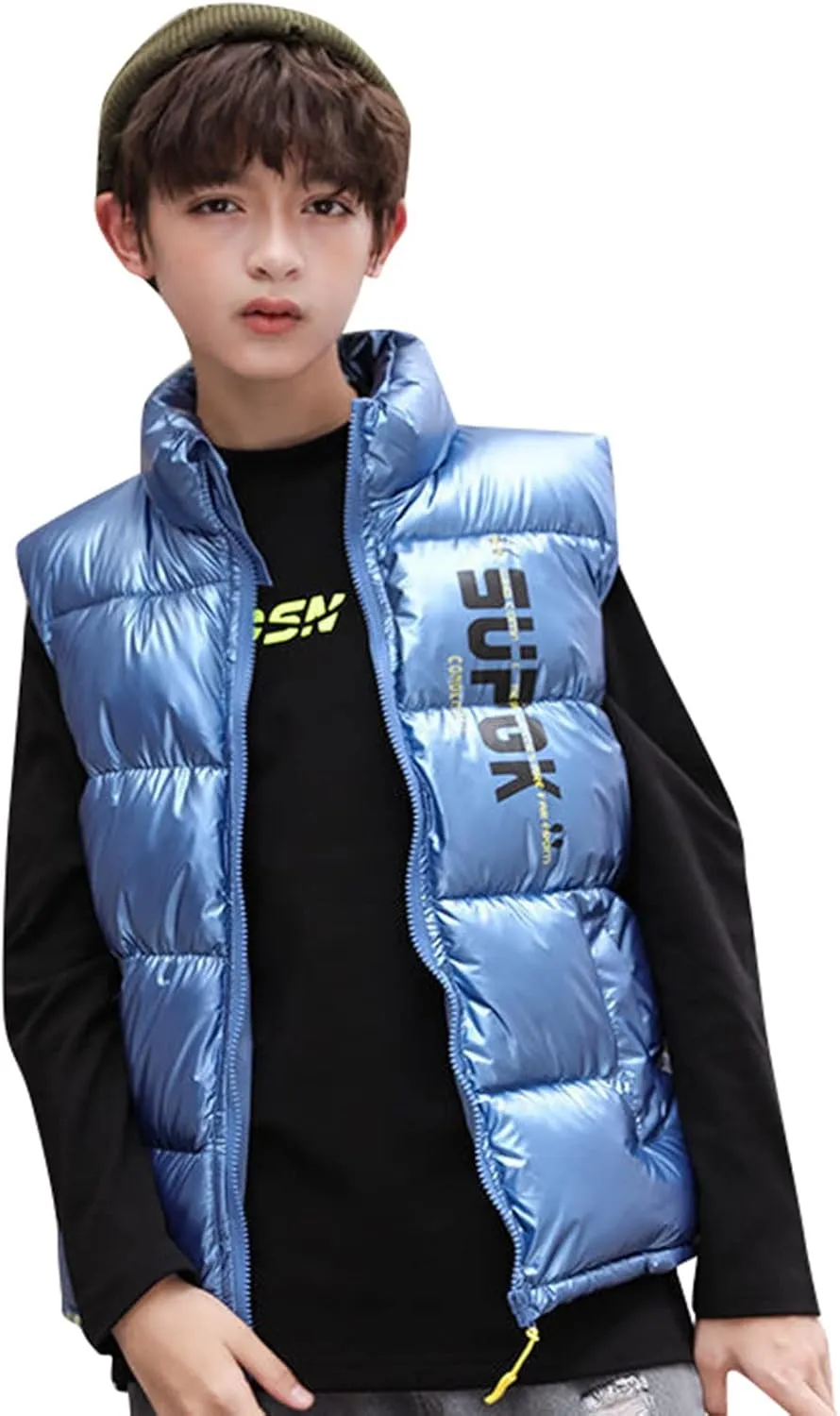 Boys Leather Trench Coat Boys Girls Sleeveless Letter Winter Coats Hooded Jacket Vest Outer Boys Snow Pants with