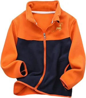 Boys Winter Jackets Coats Kids Boys Thick Cotton Padded Sports Jacket Sweatshirt Fleece Winter Coat (Orange, 3-4 Years)