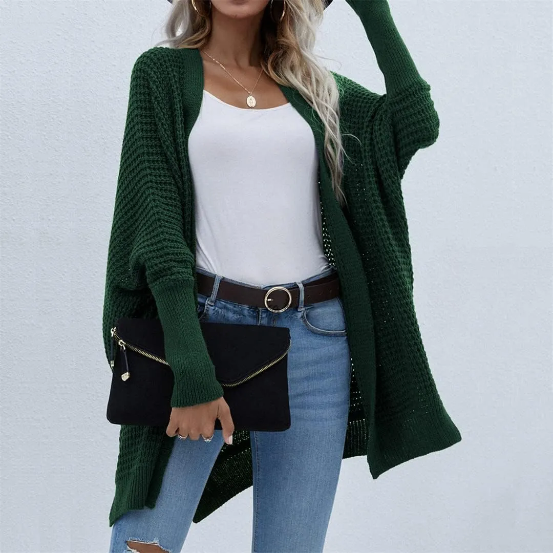 Bsicspace Womens Open Front Cardigan Sweaters Dressy Waffle Knit Casual Lightweight Oversized Womens Cardigan Soft Outerwear