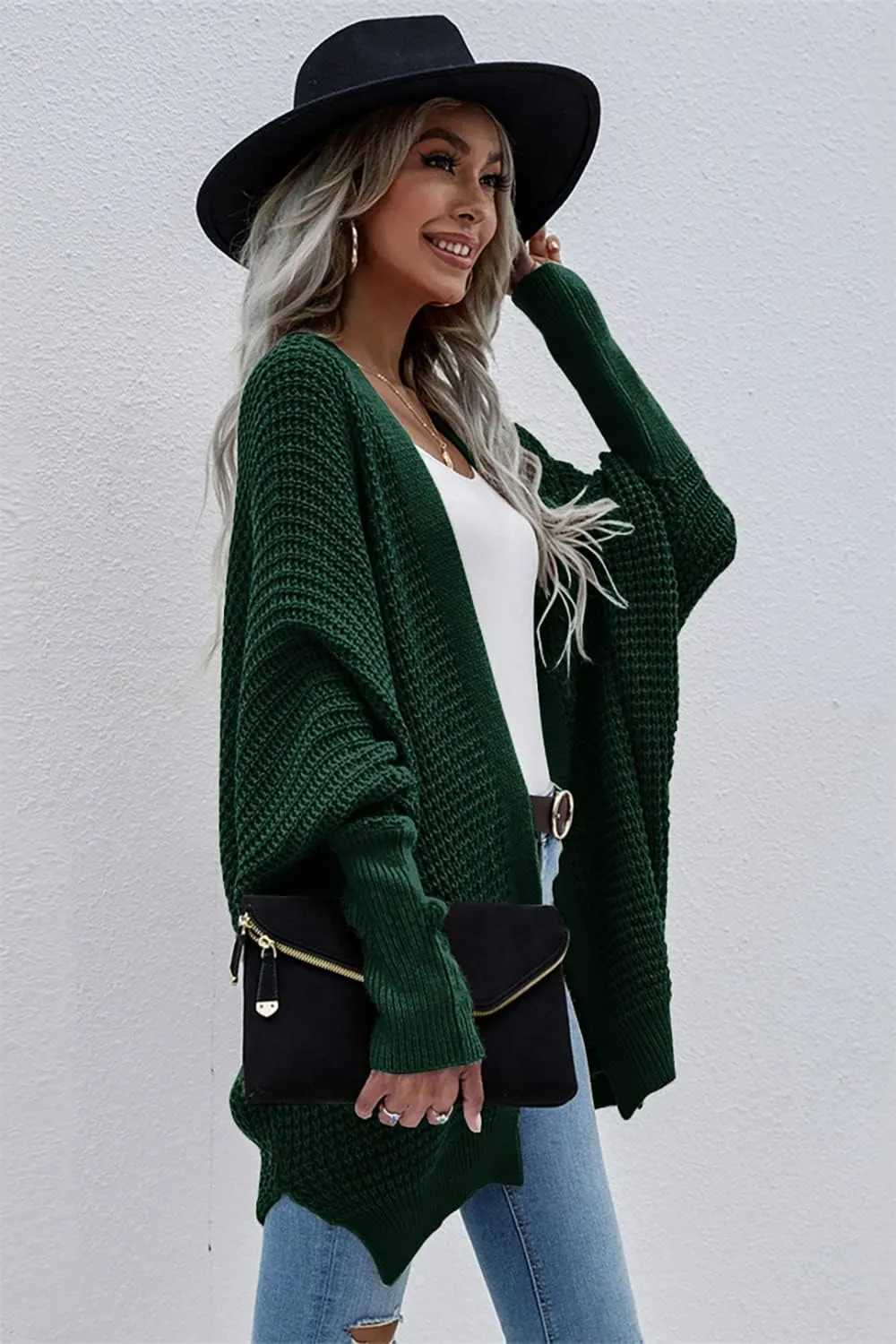 Bsicspace Womens Open Front Cardigan Sweaters Dressy Waffle Knit Casual Lightweight Oversized Womens Cardigan Soft Outerwear