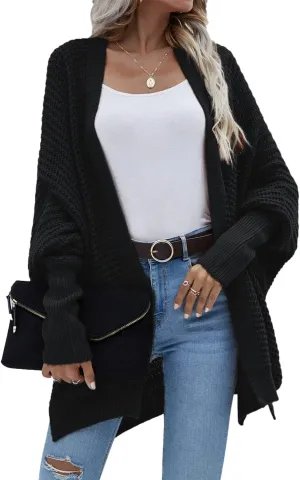 Bsicspace Womens Open Front Cardigan Sweaters Dressy Waffle Knit Casual Lightweight Oversized Womens Cardigan Soft Outerwear