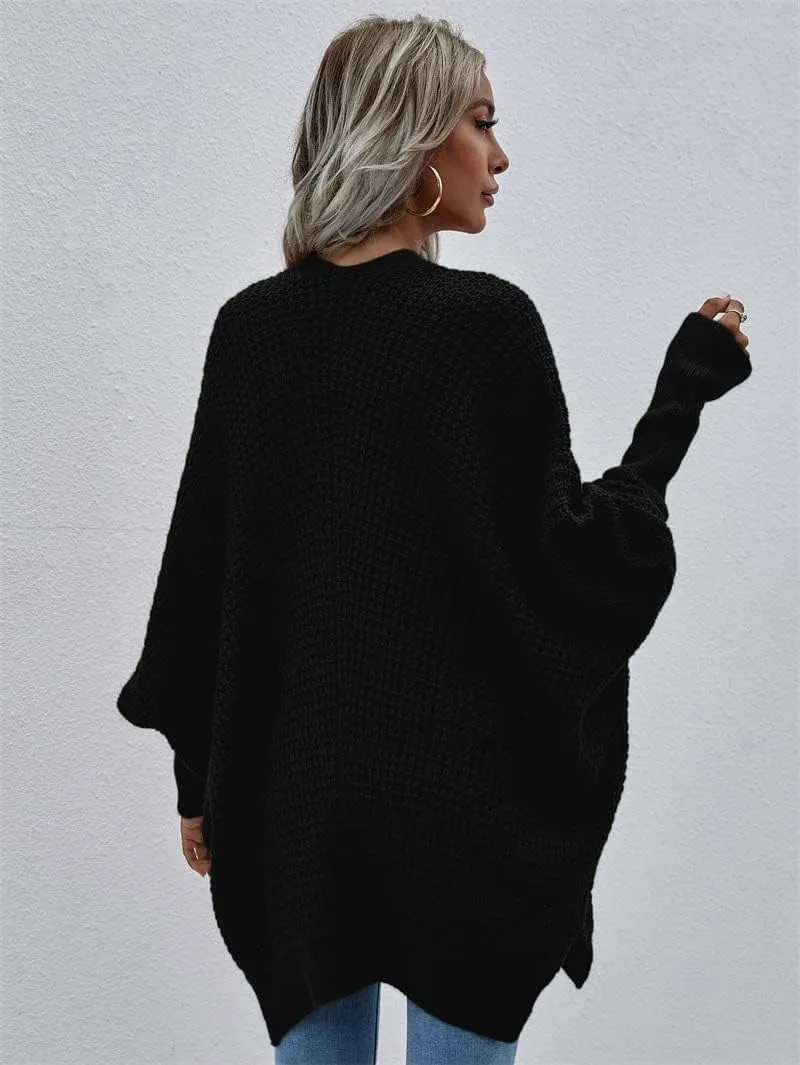Bsicspace Womens Open Front Cardigan Sweaters Dressy Waffle Knit Casual Lightweight Oversized Womens Cardigan Soft Outerwear