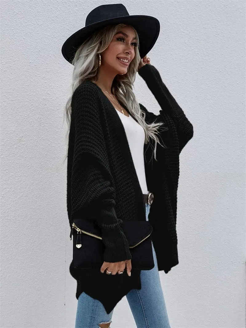 Bsicspace Womens Open Front Cardigan Sweaters Dressy Waffle Knit Casual Lightweight Oversized Womens Cardigan Soft Outerwear