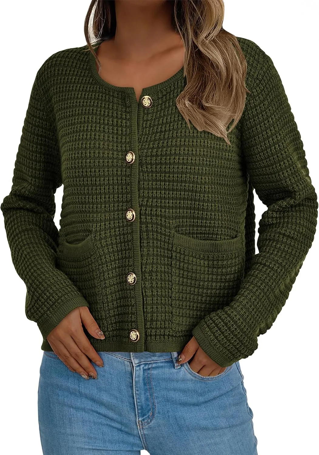 BTFBM Women Cardigan Sweaters Fall Fashion 2024 Button Down Long Sleeve Chunky Knit Open Front Tweed Jacket Outerwear