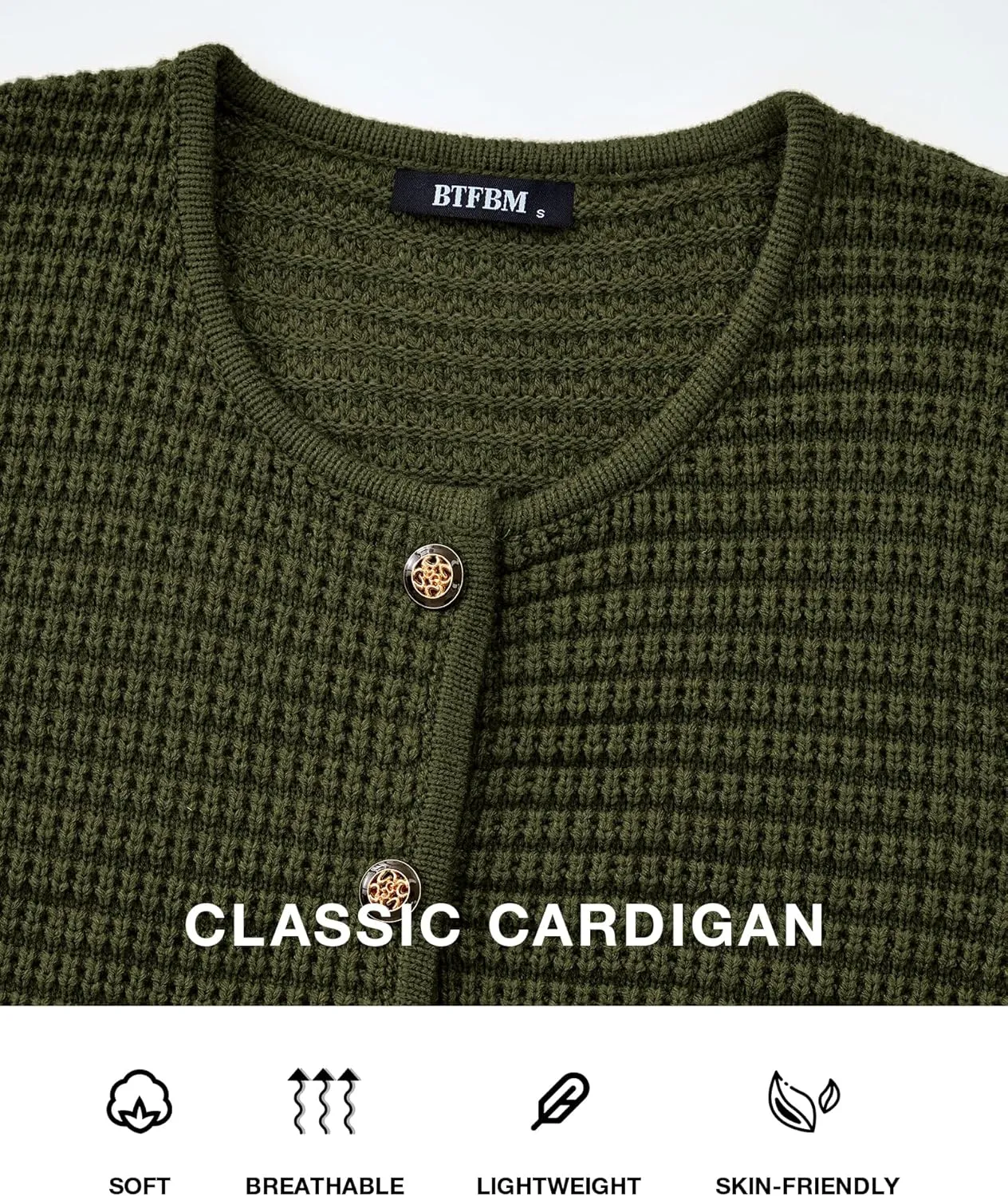 BTFBM Women Cardigan Sweaters Fall Fashion 2024 Button Down Long Sleeve Chunky Knit Open Front Tweed Jacket Outerwear