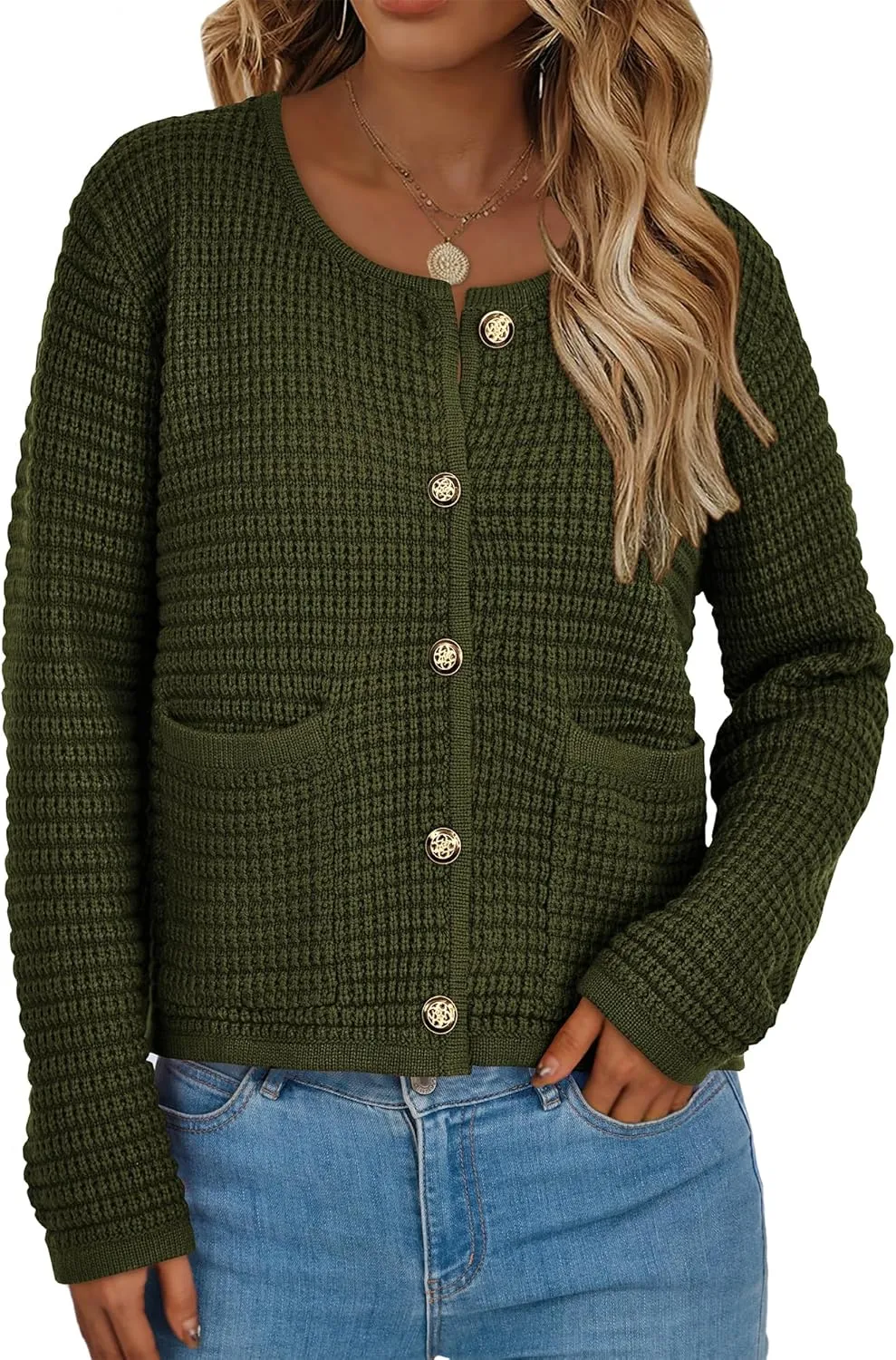 BTFBM Women Cardigan Sweaters Fall Fashion 2024 Button Down Long Sleeve Chunky Knit Open Front Tweed Jacket Outerwear