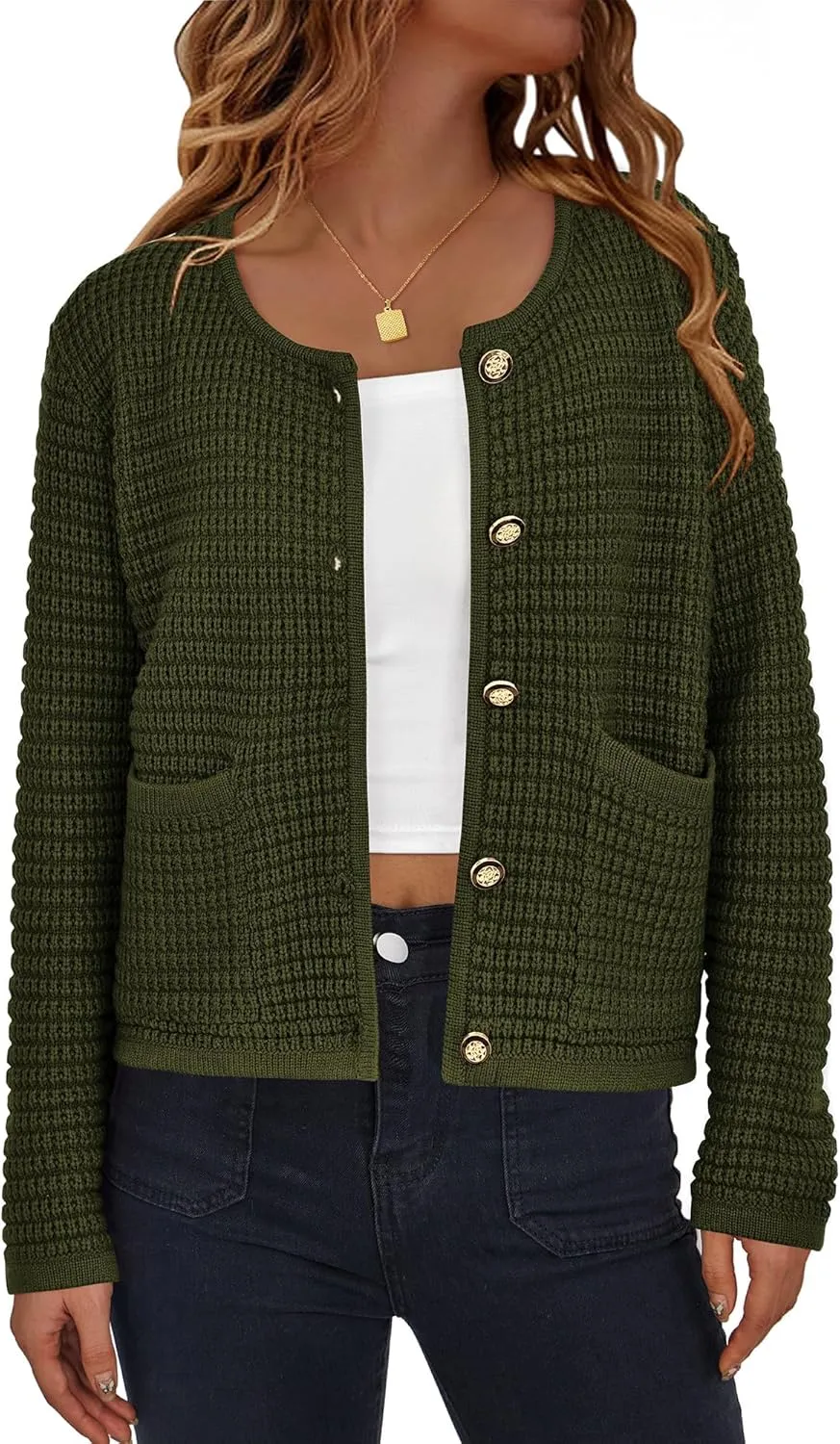 BTFBM Women Cardigan Sweaters Fall Fashion 2024 Button Down Long Sleeve Chunky Knit Open Front Tweed Jacket Outerwear