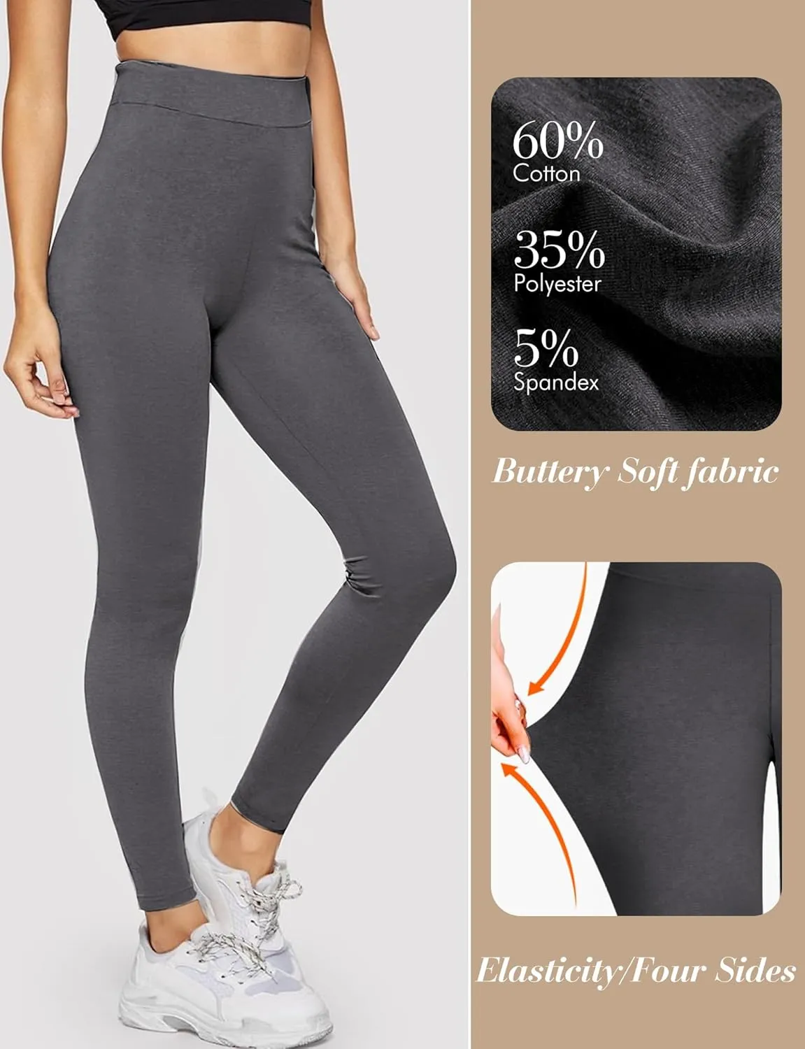 Buauty Black Cotton Leggings for Women,Womens Workout Leggings Control Tights for Women Running Pants & Plus Size