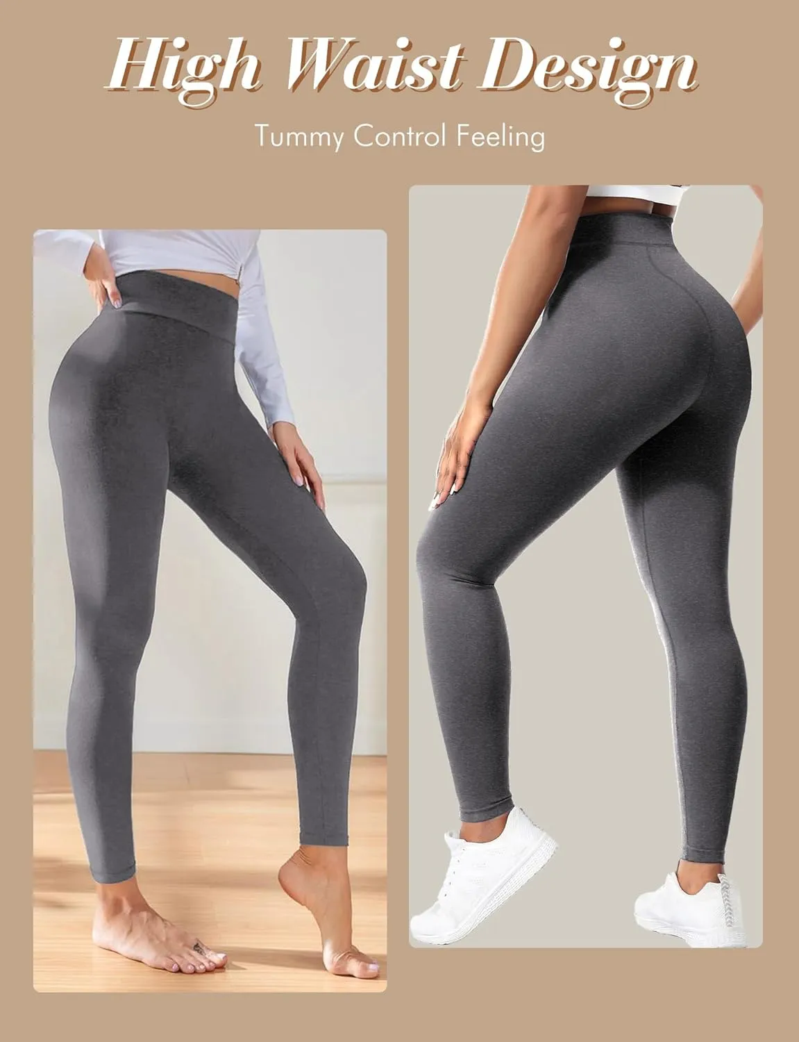 Buauty Black Cotton Leggings for Women,Womens Workout Leggings Control Tights for Women Running Pants & Plus Size