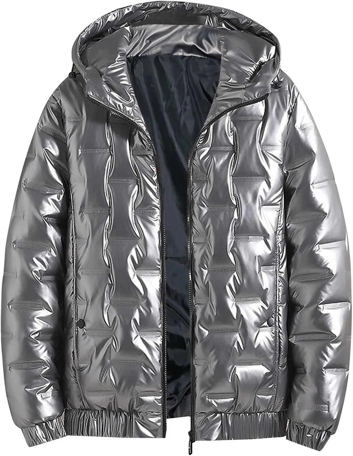 Bubble Jacket For Men Black Thickened Coat Cotton Padded Jacket Fashion Autumn And Winter Hooded Short Windproof Cotton Coat