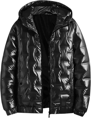 Bubble Jacket For Men Black Thickened Coat Cotton Padded Jacket Fashion Autumn And Winter Hooded Short Windproof Cotton Coat