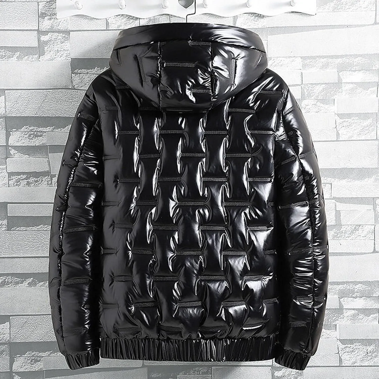 Bubble Jacket For Men Black Thickened Coat Cotton Padded Jacket Fashion Autumn And Winter Hooded Short Windproof Cotton Coat