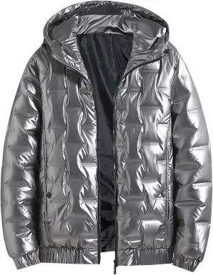 Bubble Jacket For Men Black Thickened Coat Cotton Padded Jacket Fashion Autumn And Winter Hooded Short Windproof Cotton Coat