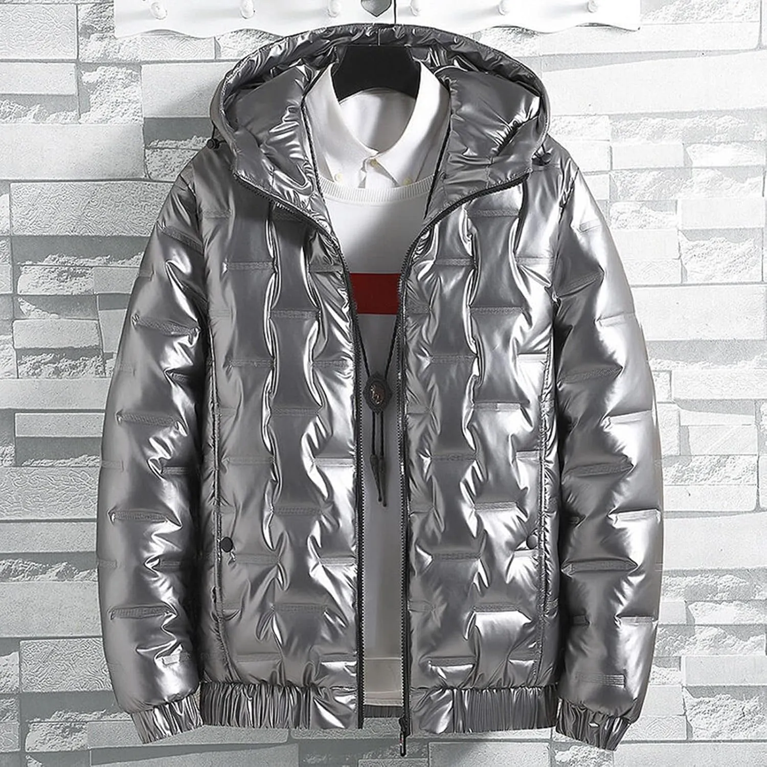 Bubble Jacket For Men Black Thickened Coat Cotton Padded Jacket Fashion Autumn And Winter Hooded Short Windproof Cotton Coat