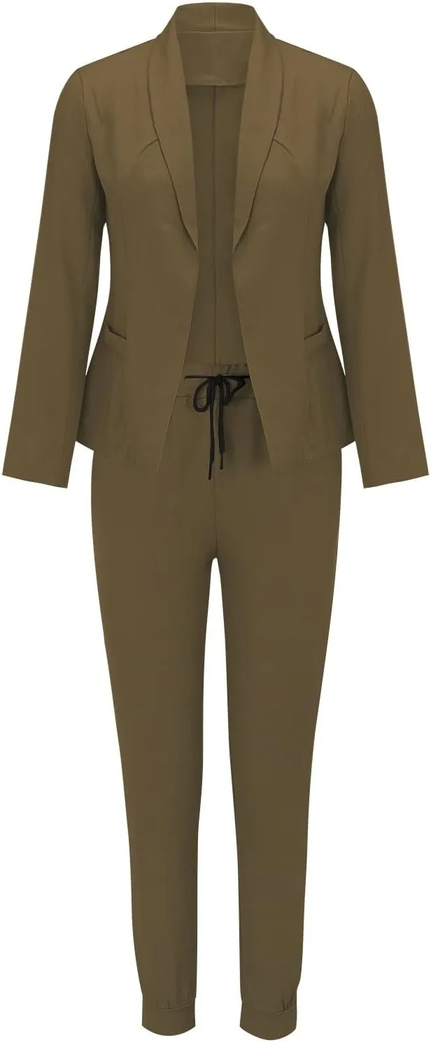 Business Casual Outfits for Women Plus Size Pants Suit Dressy Women's 2 Piece Formal Work Wear Office Dress Blazer