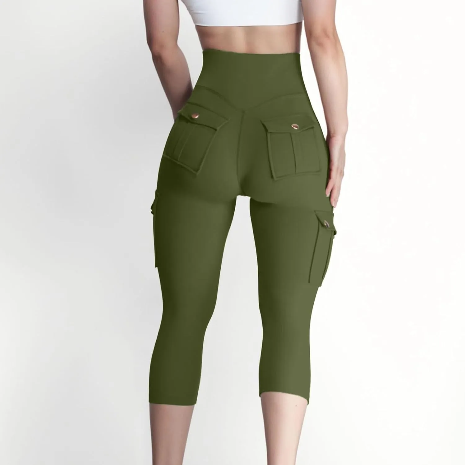 Butt Lifting Capri Leggings for Women Tummy Control with Pockets Cargo Leggings Womens Capris Summer Cargo Capris