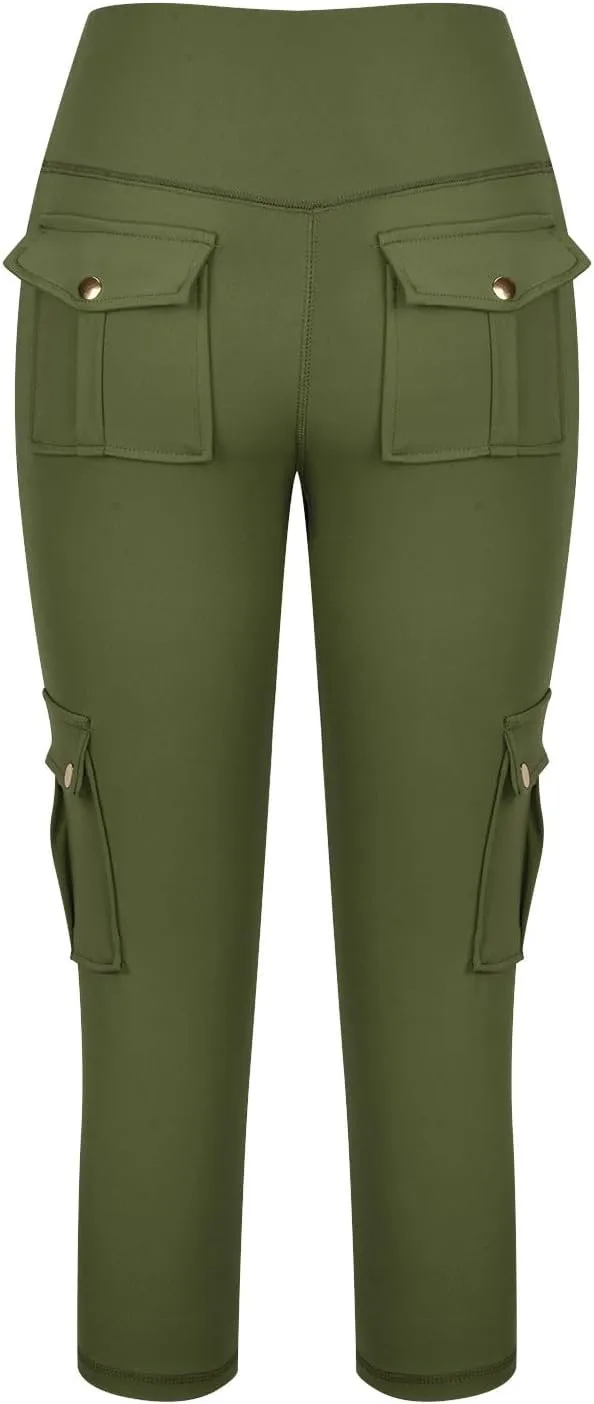 Butt Lifting Capri Leggings for Women Tummy Control with Pockets Cargo Leggings Womens Capris Summer Cargo Capris