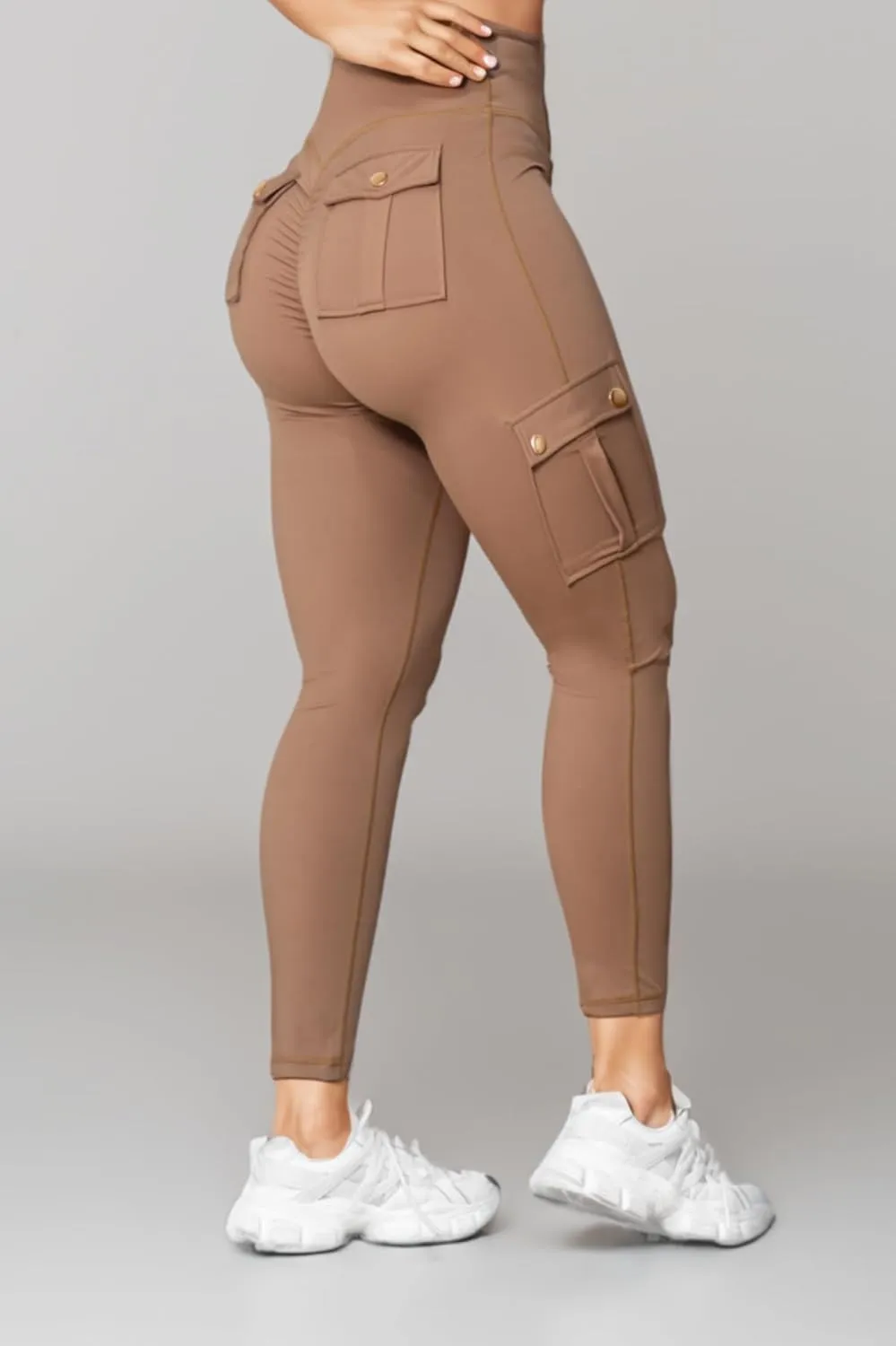 Butt Lifting Leggings with Flap Pockets for Women Stretch Cargo Leggings High Waist Tummy Control Workout Running Pants