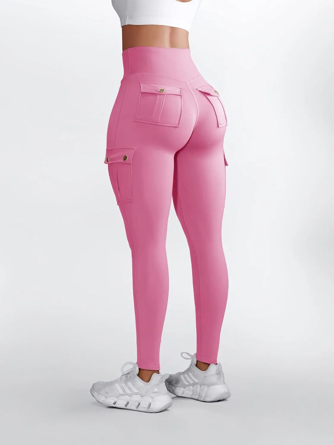 Butt Lifting Leggings with Flap Pockets Workout Cargo Leggings for Women High Waist Tummy Control Running Yoga Pants