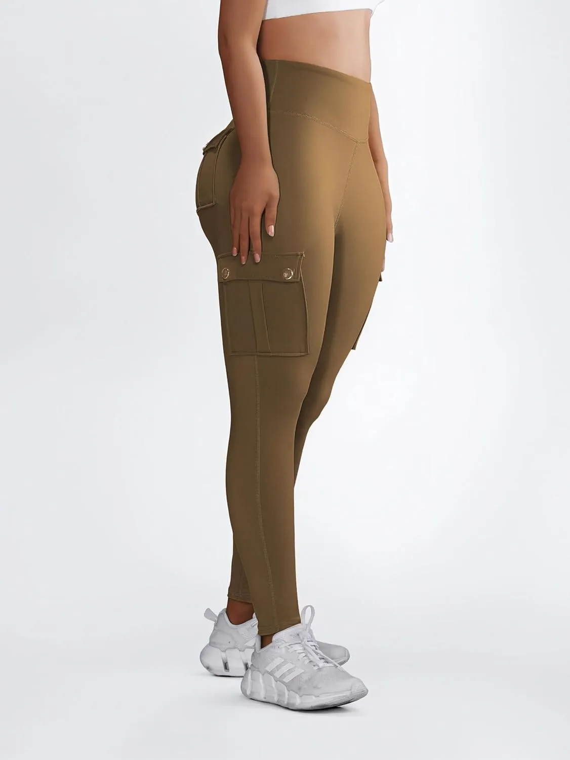 Butt Lifting Leggings with Flap Pockets Workout Cargo Leggings for Women High Waist Tummy Control Running Yoga Pants