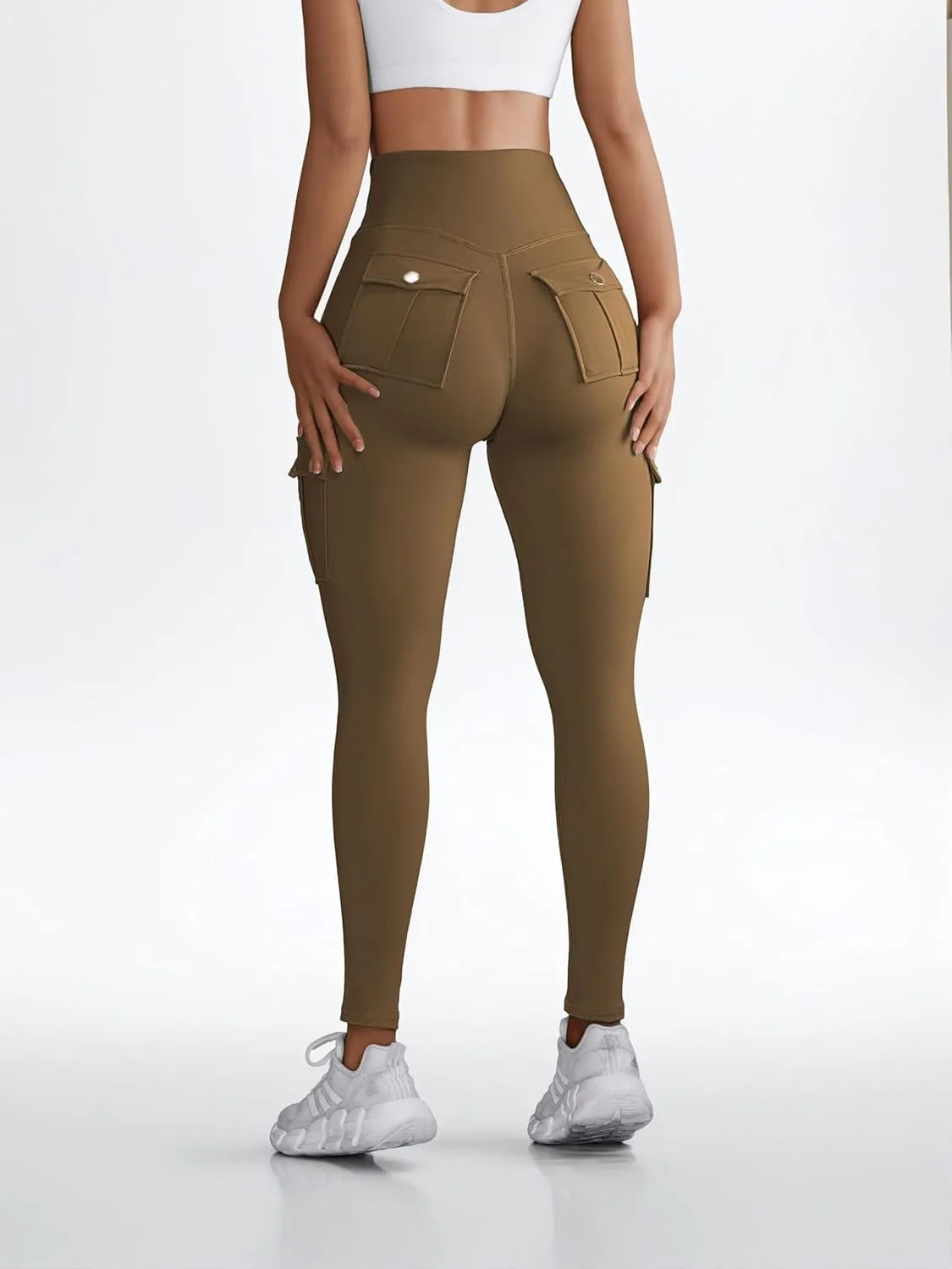 Butt Lifting Leggings with Flap Pockets Workout Cargo Leggings for Women High Waist Tummy Control Running Yoga Pants