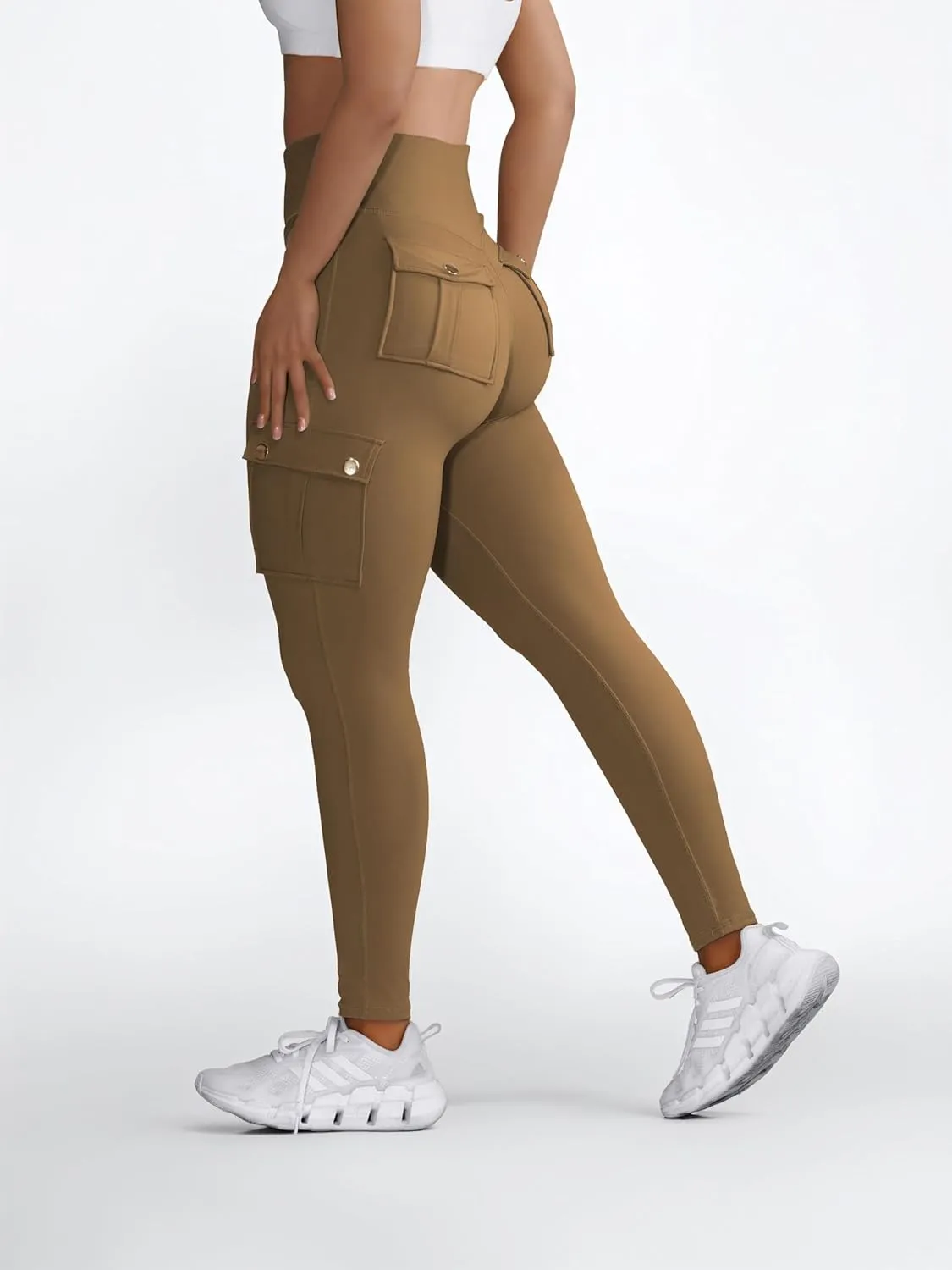 Butt Lifting Leggings with Flap Pockets Workout Cargo Leggings for Women High Waist Tummy Control Running Yoga Pants
