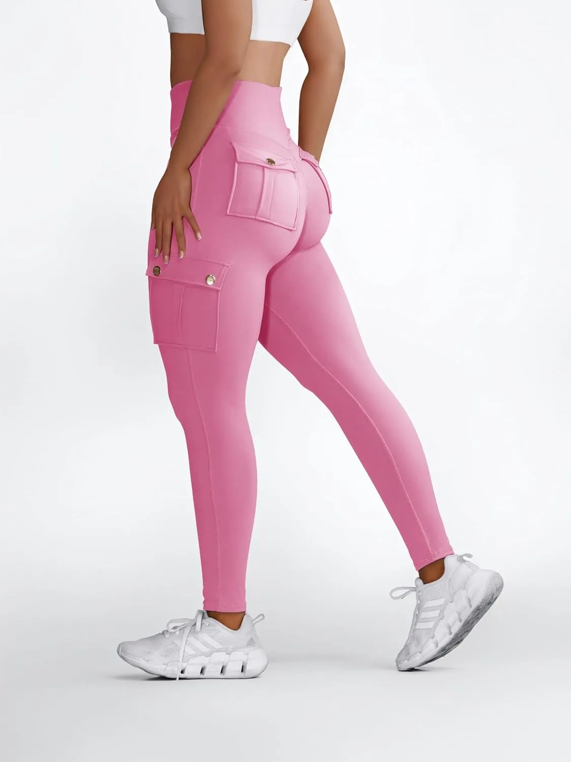 Butt Lifting Leggings with Flap Pockets Workout Cargo Leggings for Women High Waist Tummy Control Running Yoga Pants
