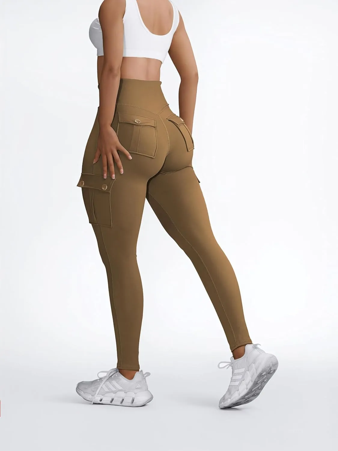 Butt Lifting Leggings with Flap Pockets Workout Cargo Leggings for Women High Waist Tummy Control Running Yoga Pants