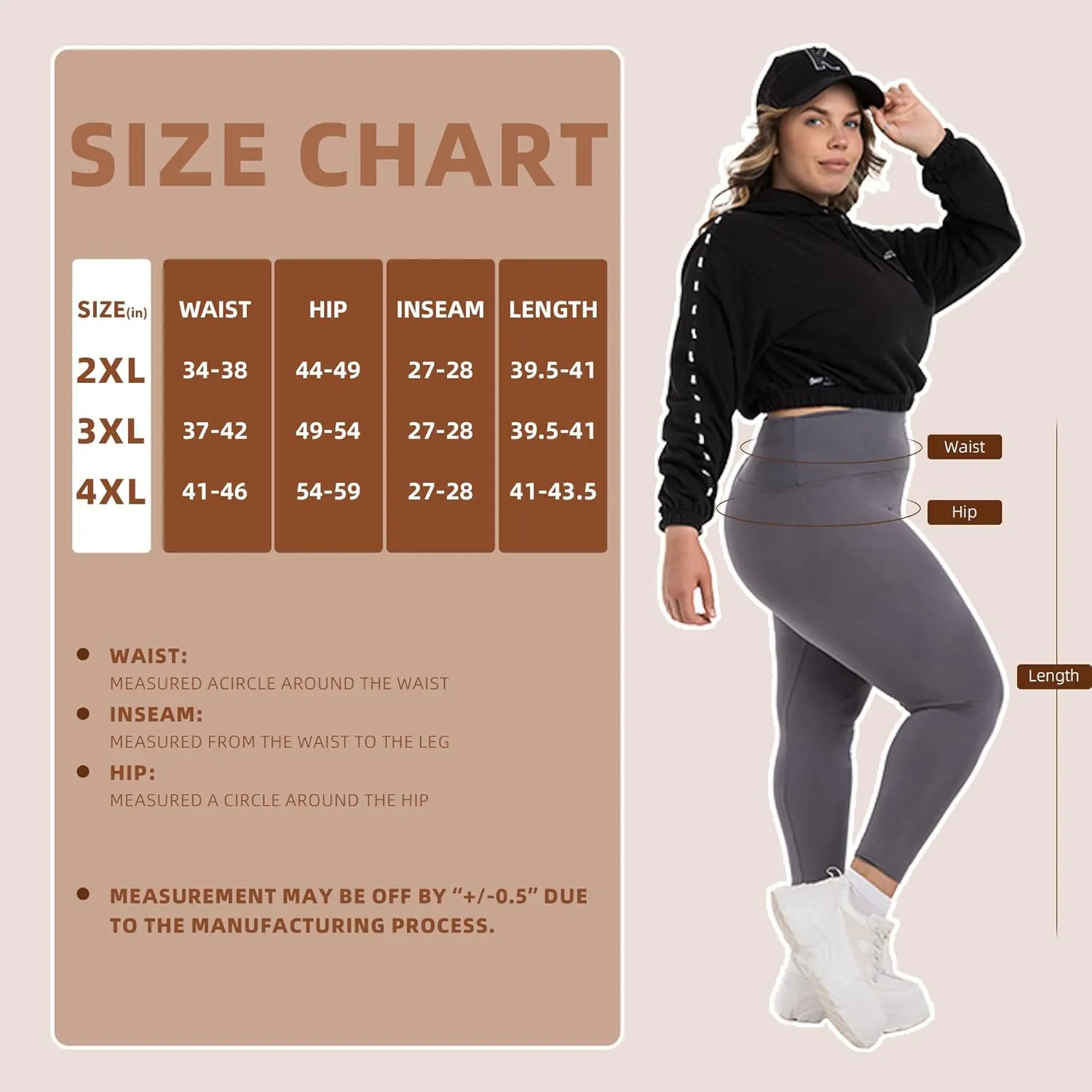 CADITEX Plus Size Leggings for Women with Pockets - High Waist Buttery Soft Women's Leggings Plus Size Yoga Pants for Women