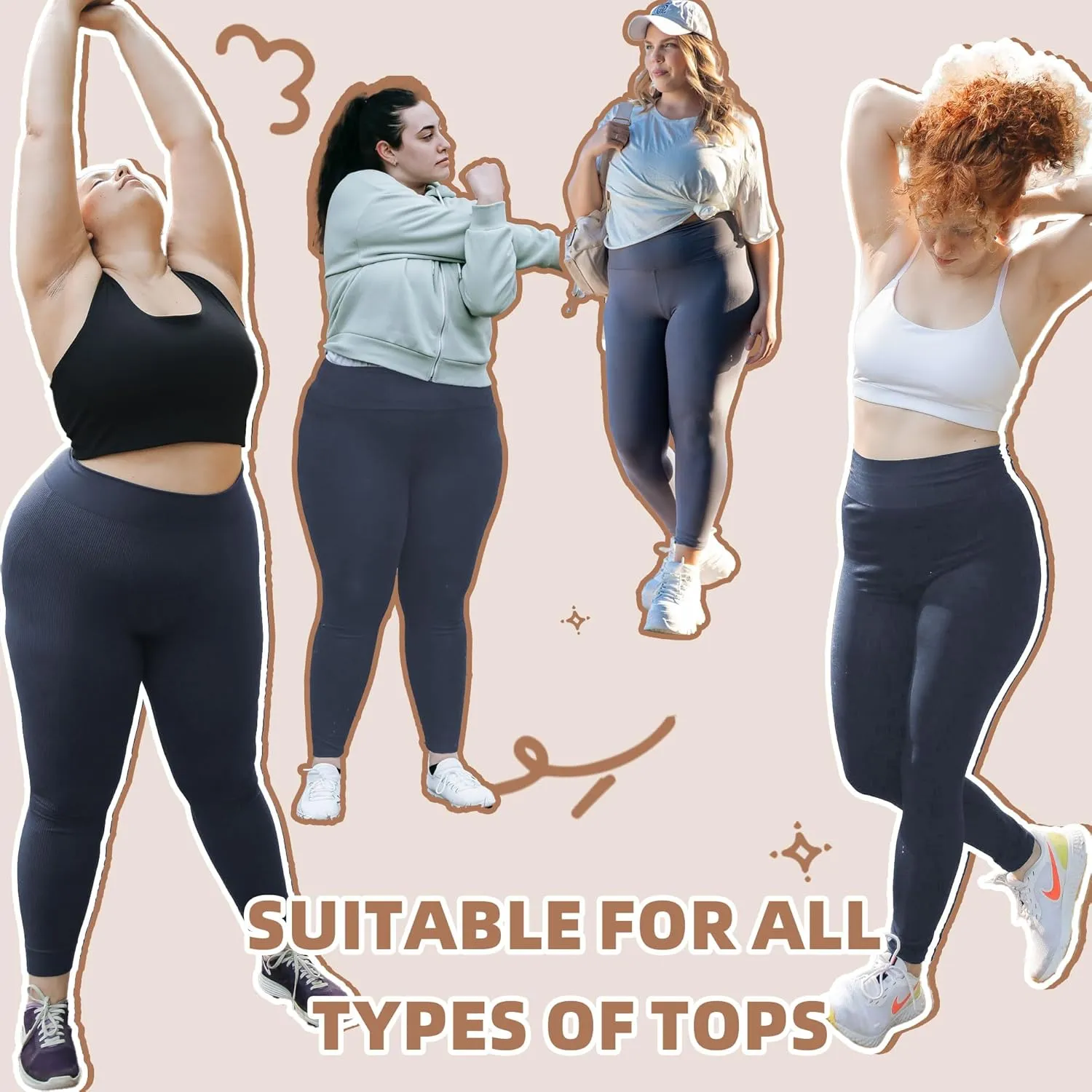 CADITEX Plus Size Leggings for Women with Pockets - High Waist Buttery Soft Women's Leggings Plus Size Yoga Pants for Women