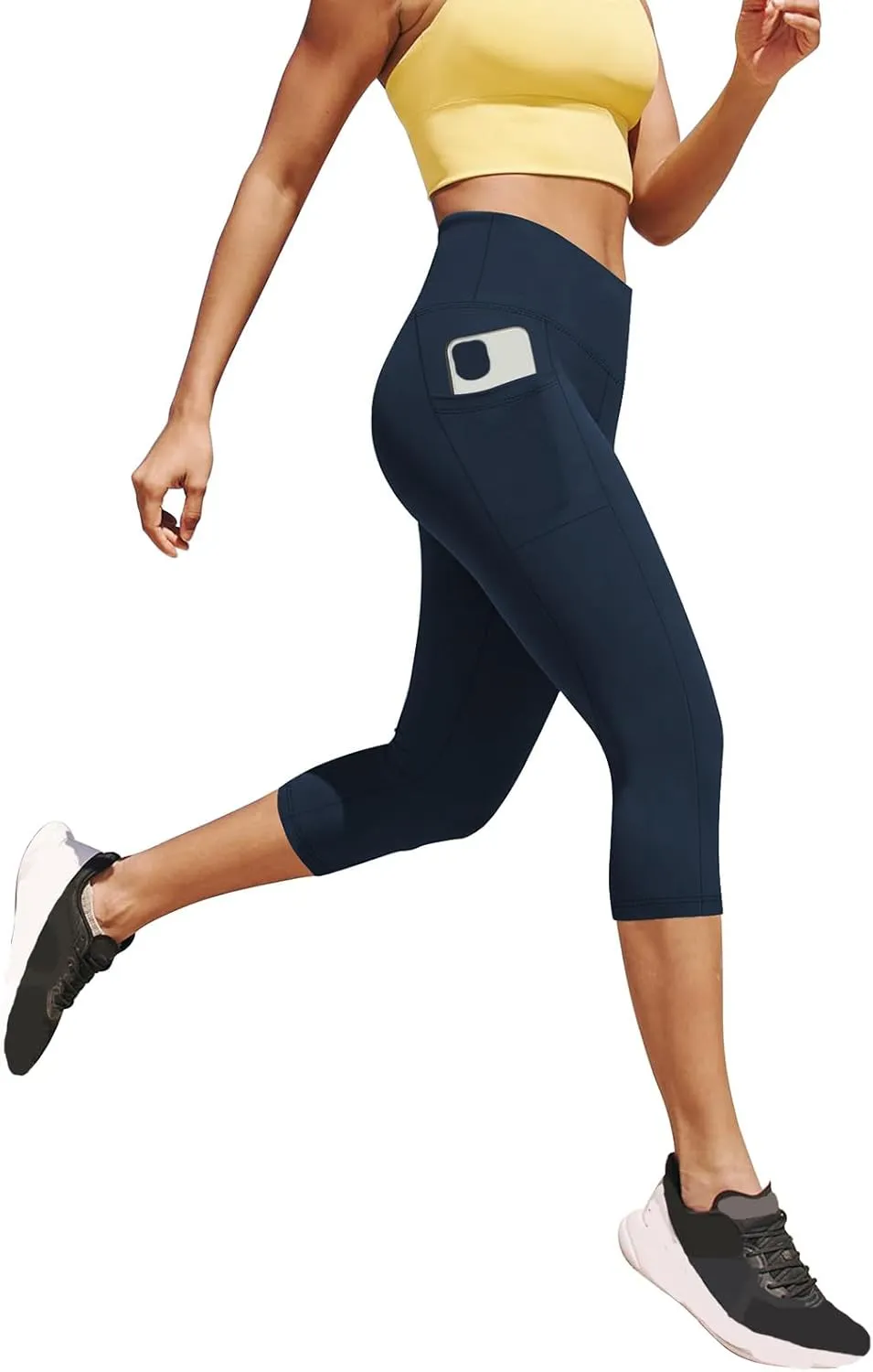 Capri Leggings for Women Butt Lift with Pockets High Waisted Tummy Control Soft Yoga Capris Workout Running Leggings