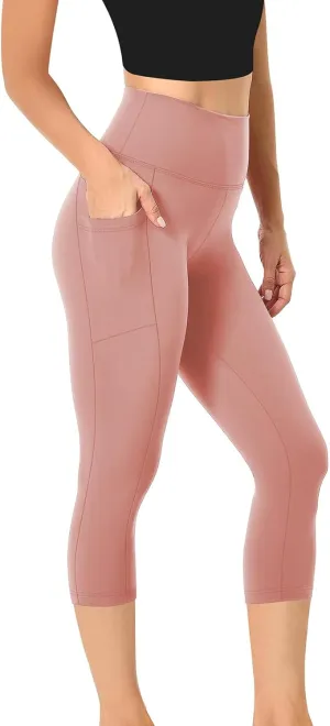 Capri Leggings for Women Butt Lift with Pockets High Waisted Tummy Control Soft Yoga Capris Workout Running Leggings