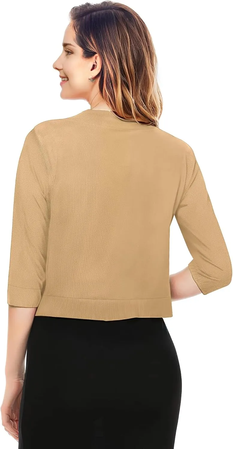 Cardigan for Women, Lightweight Cardigans Women Dressy for Summer, Short Bolero 3/4 Sleeve Cropped Shrug Sweaters Jacket