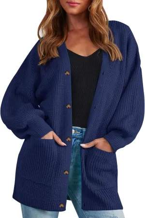 Cardigan Sweaters for Women Oversized Chunky Knit Long Cardigan Open Front Button Cardigans Trendy Fall with Pockets