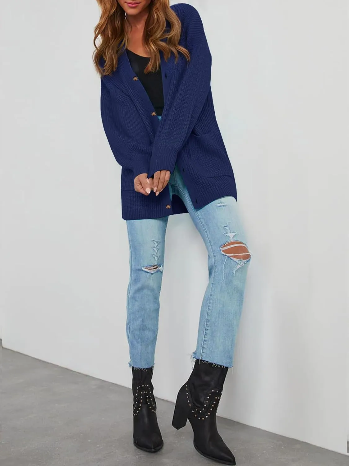 Cardigan Sweaters for Women Oversized Chunky Knit Long Cardigan Open Front Button Cardigans Trendy Fall with Pockets
