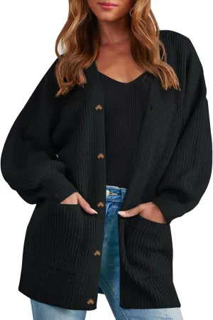 Cardigan Sweaters for Women Oversized Chunky Knit Long Cardigan Open Front Button Cardigans Trendy Fall with Pockets