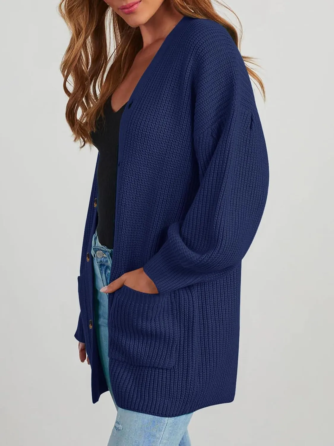 Cardigan Sweaters for Women Oversized Chunky Knit Long Cardigan Open Front Button Cardigans Trendy Fall with Pockets