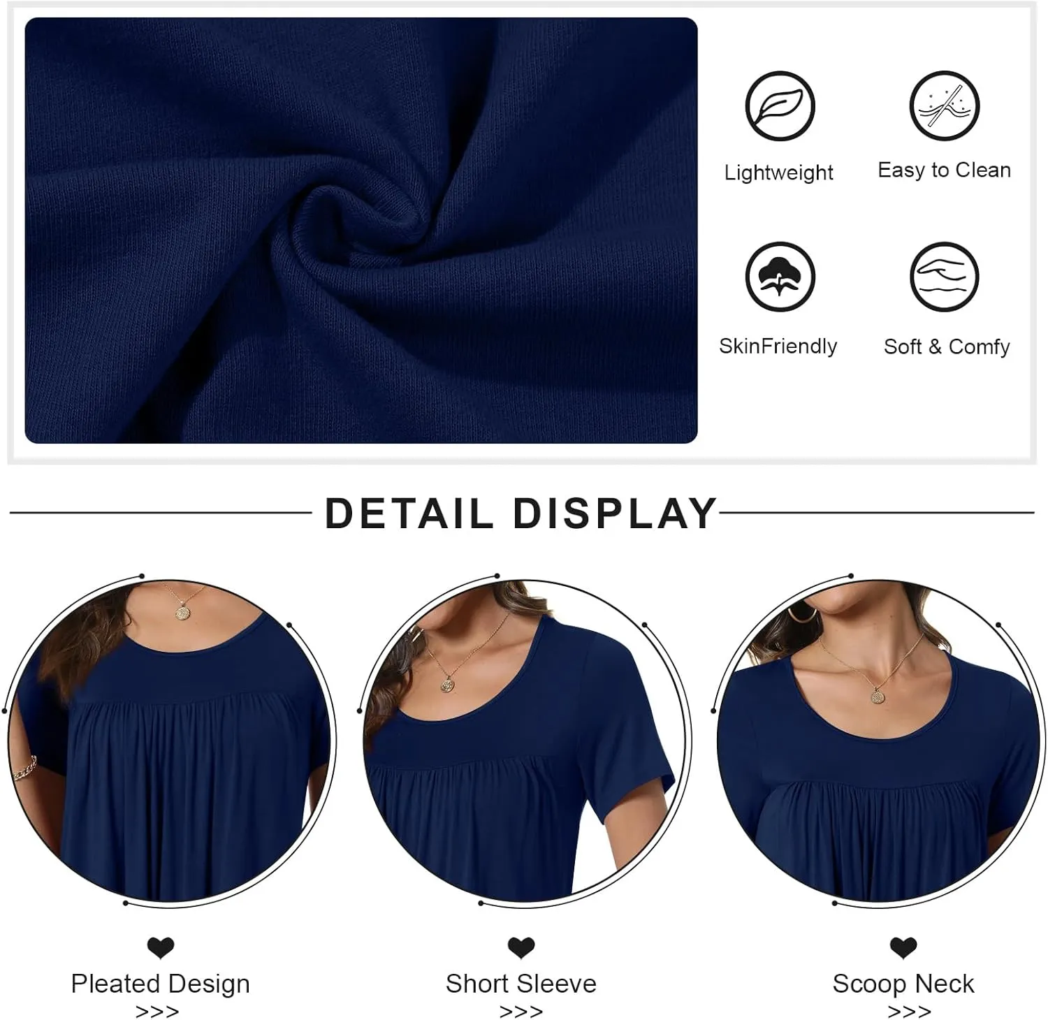 CATHY Women's 2025 Summer Short Sleeve Tunic Tops Loose Fit Comfy Blouses Casual Shirts for Leggings M-4XL