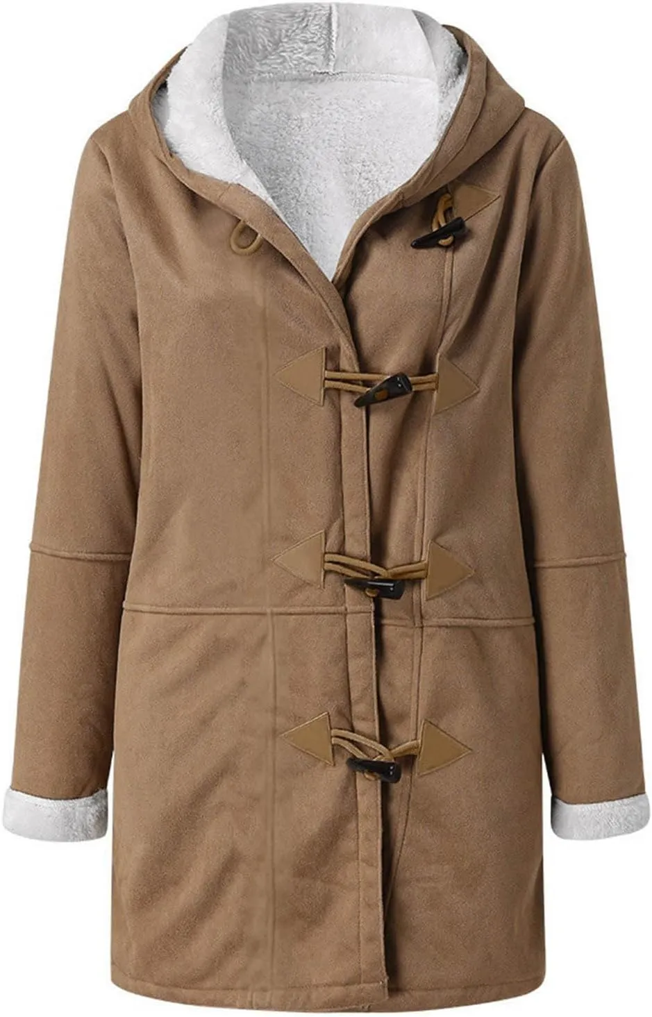 Cbcbtwo Women Fuzzy Fleece Hoodie Jackets Plus Size Full Zip Up Sherpa Lined Outerwear Faux Suede Winter Thicken Parka Jacket