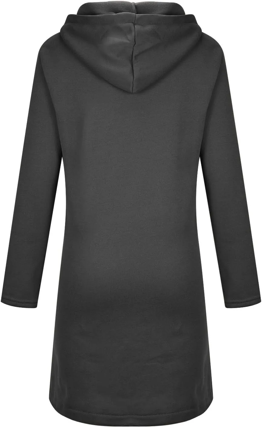 Ceboyel Women Zip Up Hoodies Zipper Long Hooded Jackets Solid Casual Tunic Sweatshirt Trendy Winter Outfits Clothes 2023