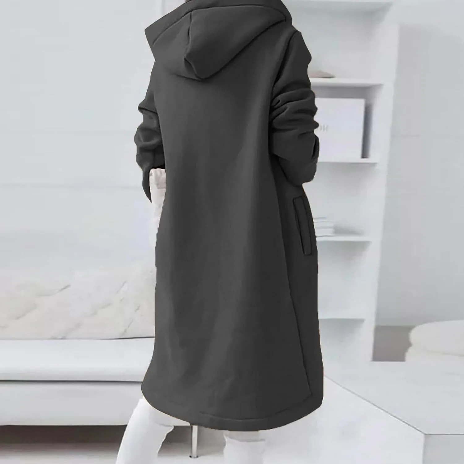 Ceboyel Women Zip Up Hoodies Zipper Long Hooded Jackets Solid Casual Tunic Sweatshirt Trendy Winter Outfits Clothes 2023