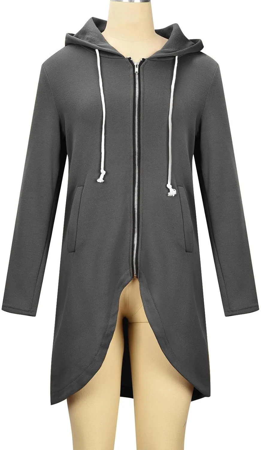 Ceboyel Women Zip Up Hoodies Zipper Long Hooded Jackets Solid Casual Tunic Sweatshirt Trendy Winter Outfits Clothes 2023