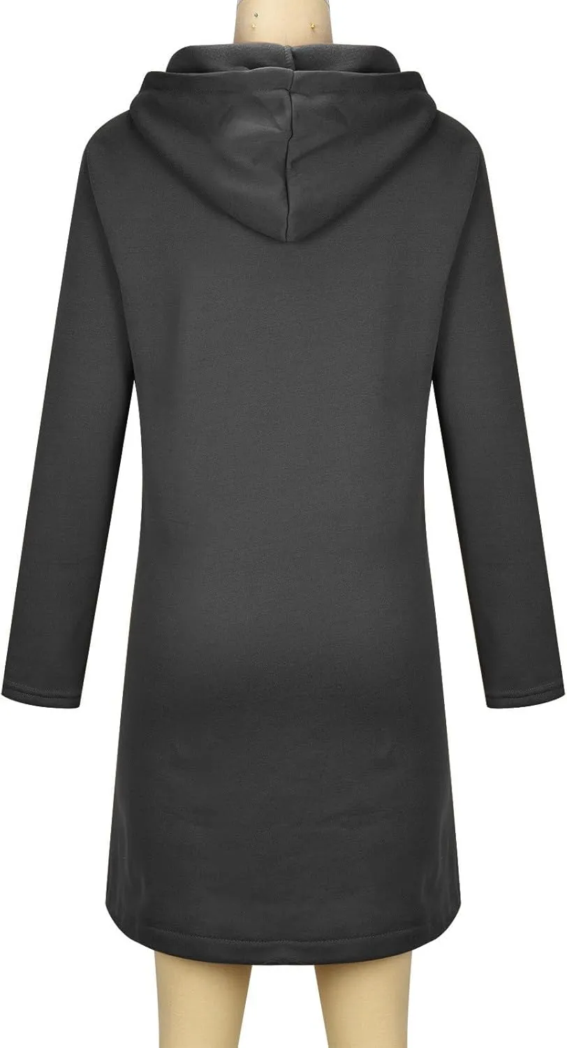 Ceboyel Women Zip Up Hoodies Zipper Long Hooded Jackets Solid Casual Tunic Sweatshirt Trendy Winter Outfits Clothes 2023