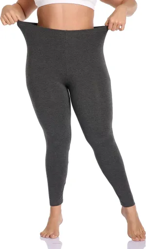 Cheapestbuy Women's Plus Size Stretchy Leggings Soft Full Length Leggings High Waist Lightweight Basic Yoga Tights Pants
