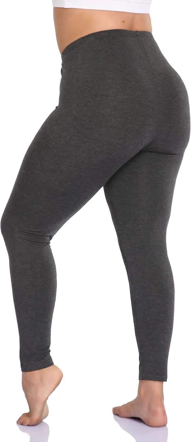 Cheapestbuy Women's Plus Size Stretchy Leggings Soft Full Length Leggings High Waist Lightweight Basic Yoga Tights Pants