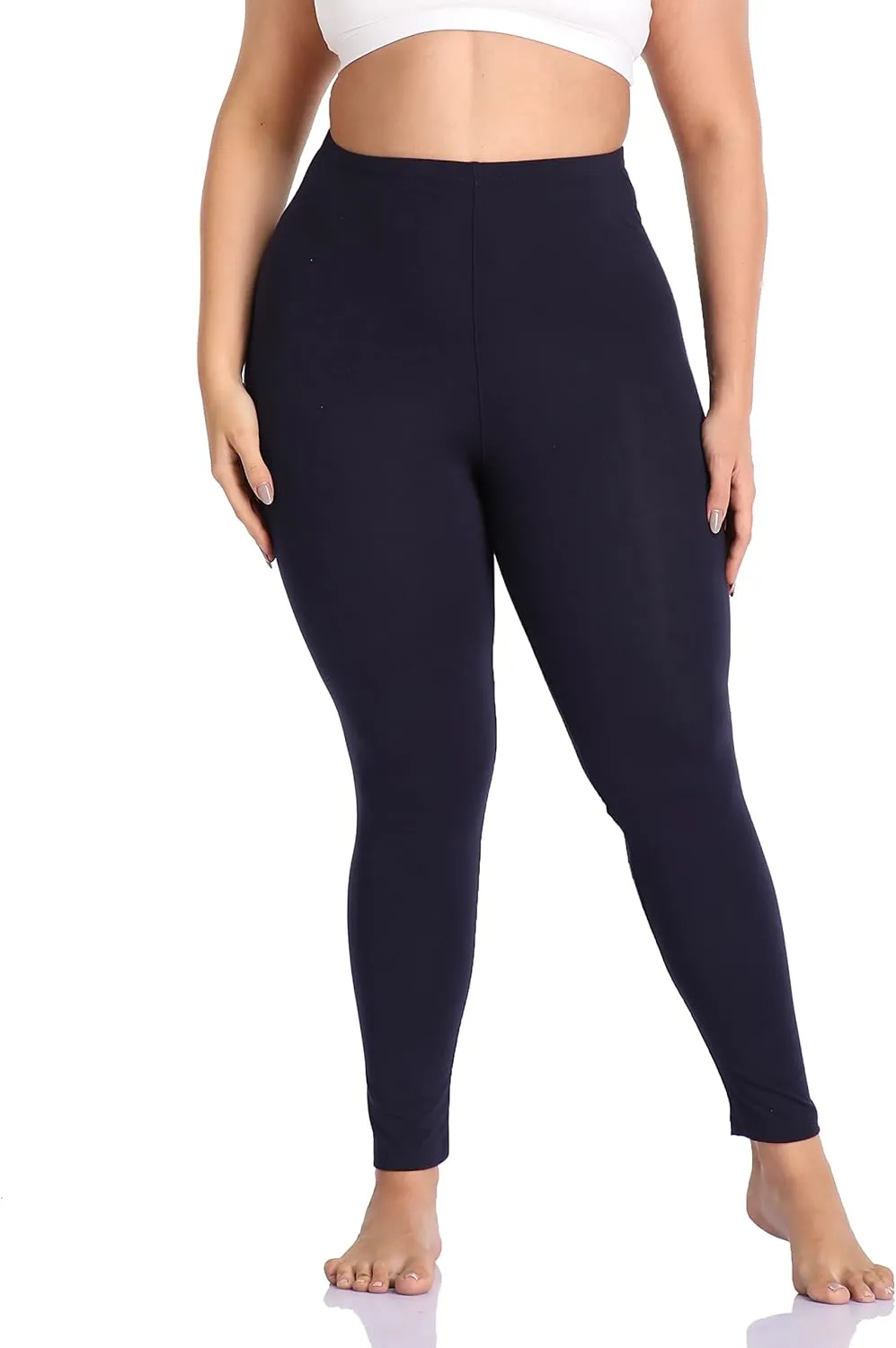 Cheapestbuy Women's Plus Size Stretchy Leggings Soft Full Length Leggings High Waist Lightweight Basic Yoga Tights Pants