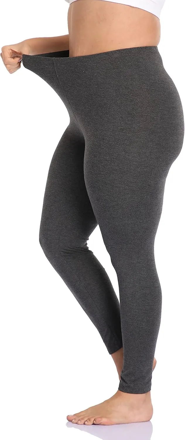 Cheapestbuy Women's Plus Size Stretchy Leggings Soft Full Length Leggings High Waist Lightweight Basic Yoga Tights Pants